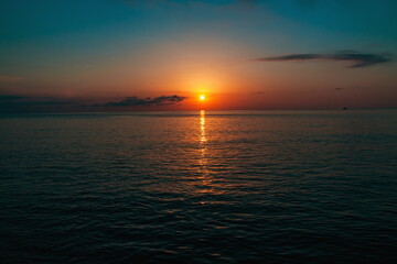 Sunset in the sea. Batumi. Georgia