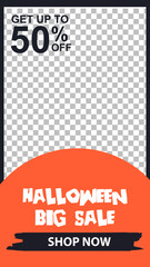 Editable Sosial media template Halloween sale background ,sale banner for web, poster design template, vector illustration eps.10