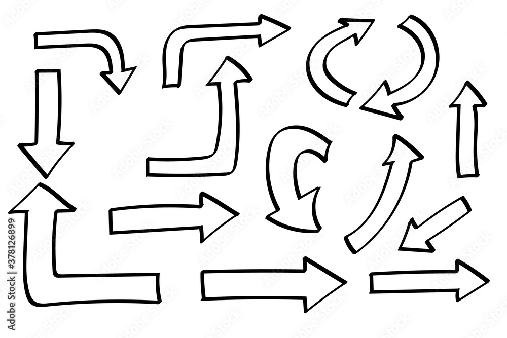 Poster doodle symbols. pointer icons. pointer graphic symbols.