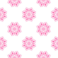 Fantasy seamless pattern with ornamental mandala. Abstract round doodle flower background. Floral geometric circle. Vector illustration.  