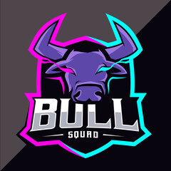 Bull mascot esport logo design