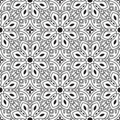 Fantasy seamless pattern with decorative mandala. Abstract round doodle floral background. Floral geometric infinity background. Wrapping paper, textiles, fabric. Vector illustration. 