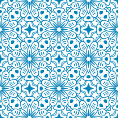 Fantasy seamless pattern with decorative mandala. Abstract round doodle floral background. Floral geometric infinity background. Wrapping paper, textiles, fabric. Vector illustration. 