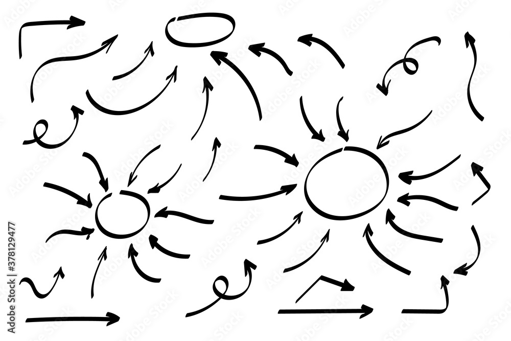 Poster doodle symbols. pointer icons. pointer graphic symbols.