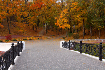 Autumn landscape in a city park. Gomel, Belarus