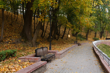 Autumn landscape in a city park. Gomel, Belarus