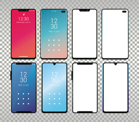 set of mockup smartphones devices icons