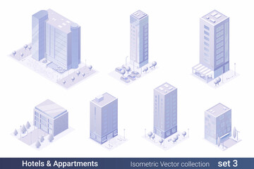 Isometric Flat 3D Architecture Building vector collection: