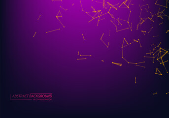 Neon Light background. Abstract 3d Vector futuristic dots and lines. computer geometric digital connection structure. Futuristic black abstract grid. Plexus with particles. Intelligence artificial