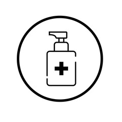 Disinfection. Hand sanitizer bottle icon, washing gel. Vector illustrationDisinfection. Hand sanitizer bottle icon, washing gel. Vector illustration	

