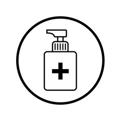 Disinfection. Hand sanitizer bottle icon, washing gel. Vector illustrationDisinfection. Hand sanitizer bottle icon, washing gel. Vector illustration	
