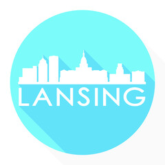 Lansing Michigan USA Flat Icon Skyline Silhouette Design City Vector Art Logo.
