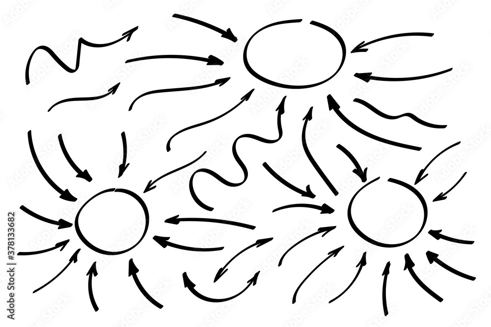 Poster doodle symbols. pointer icons. pointer graphic symbols.