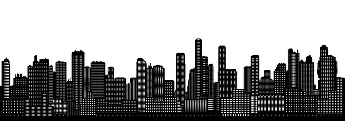 Seamless black and white cityscape silhouette