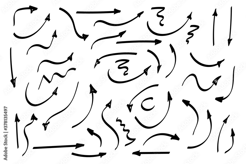 Poster doodle symbols. pointer icons. pointer graphic symbols.