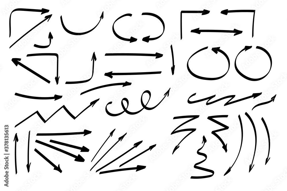 Poster doodle symbols. pointer icons. pointer graphic symbols.