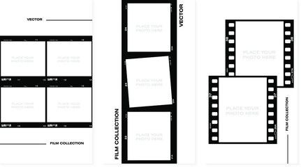 Set of Social stories filmstrips templates. Film frame background with space for your text or image. Trendy editable camera roll effect design. Lifestyle concept. Vector illustration