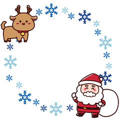 雪の結晶とクリスマスフレーム