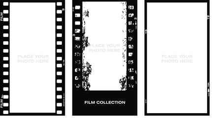 Set of Social stories filmstrips templates. Film frame background with space for your text or image. Trendy editable camera roll effect design. Lifestyle concept. Vector illustration