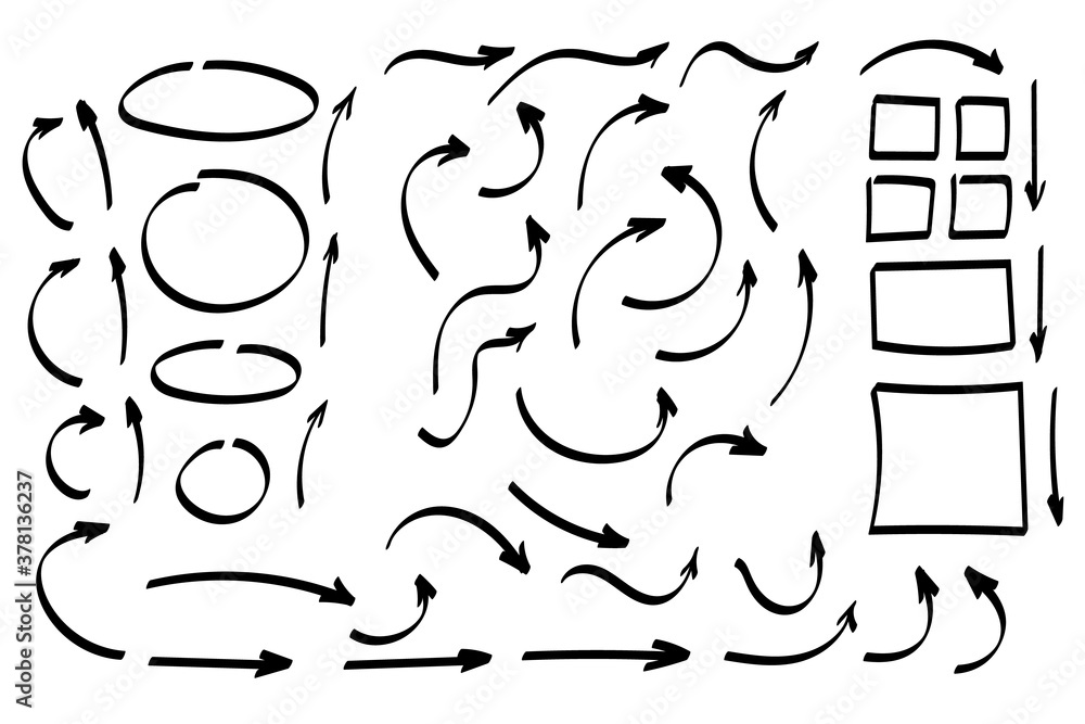 Poster doodle symbols. pointer icons. pointer graphic symbols.