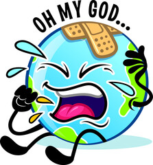 Earth planet cute cartoon character