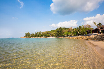 Beach with Crystal water and Rocks beach view at Koh Phangan Island Thailand
