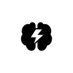 Brainstorm Icon in black flat glyph, filled style isolated on white background