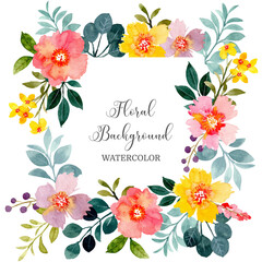 Colorful floral background with watercolor