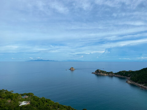 The high view of seascape from the top of Koh Tao in the evening, Thailand