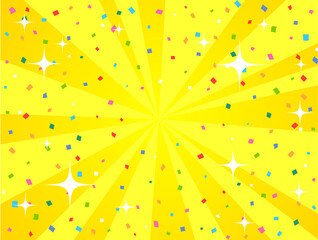 紙吹雪と集中線のキラキラ背景