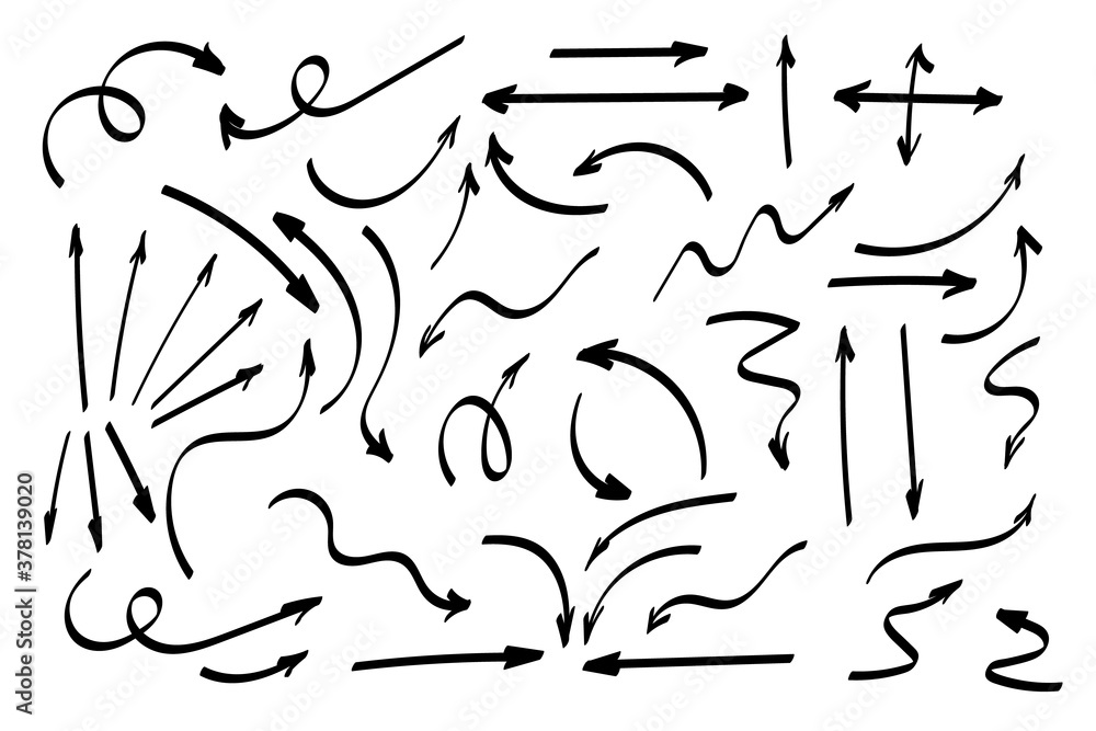 Poster doodle symbols. pointer icons. pointer graphic symbols.