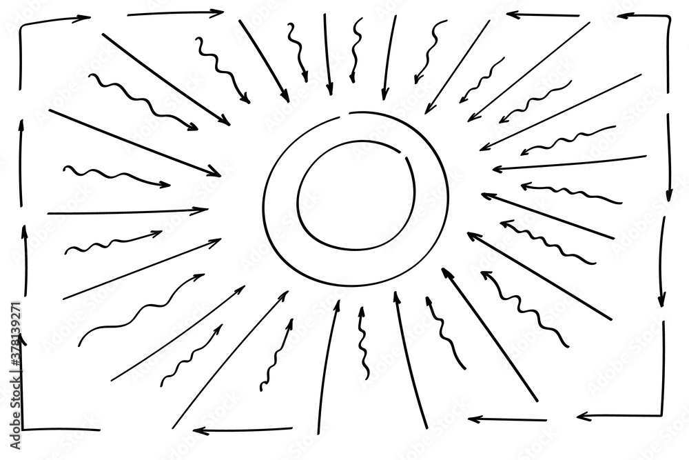 Poster doodle symbols. pointer icons. pointer graphic symbols.