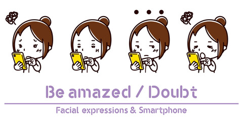 スマホを持った女性の表情のイラスト 泣く 悲しい Wall Mural Jonasan Kesuken スマホを持った女性の表情のイラスト 泣く 悲しい Wall Mural Jonasan Kesuken