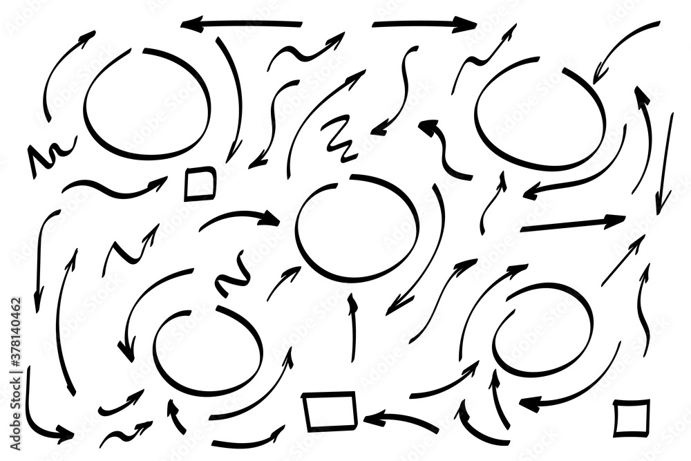 Poster doodle symbols. pointer icons. pointer graphic symbols.
