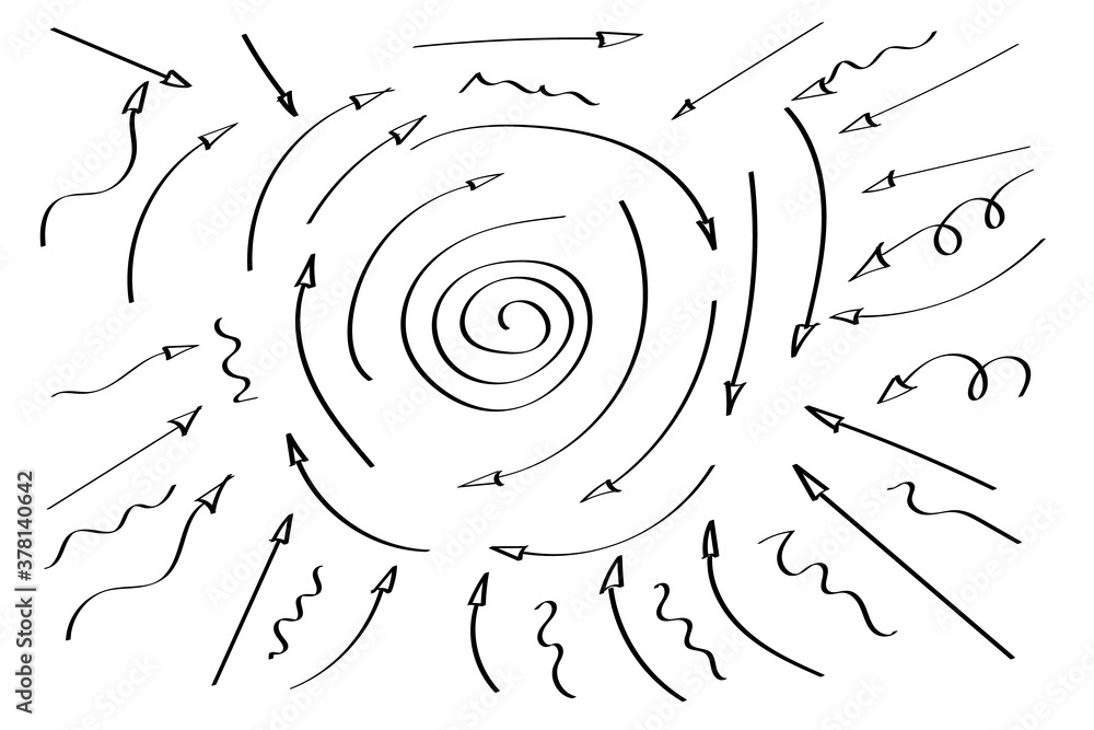 Poster doodle symbols. pointer icons. pointer graphic symbols.