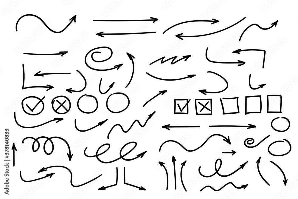 Poster doodle symbols. pointer icons. pointer graphic symbols.