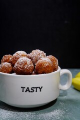 Homemade Banana fritters with leftover bananas, selective focus