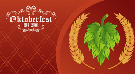 oktoberfest celebration festival poster with barley spikes