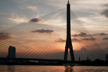 Sunset view behind the bridge