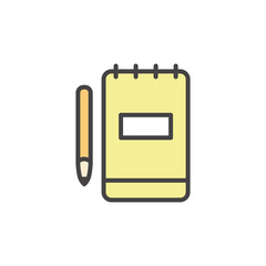 Obraz premium Notebook icon with pencil isolated on white background. Vector illustration