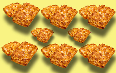 Pattern with Pastry cookies on a yellow background.