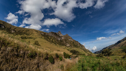 Landscape in Los Nevados National Natural Park in Colombia. Nevado de Santa Isabel and Nevado del Ruiz volcano