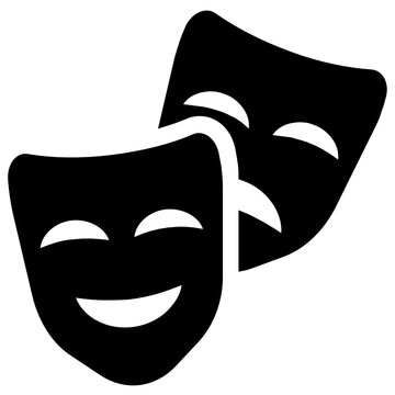 
Theater masks, theme party icon in flat vector design 
