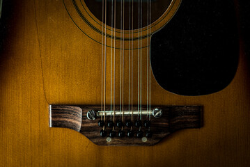 12 string acoustic guitar close up