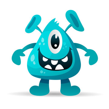 Monster vector character, blue monster cartoon illustration.