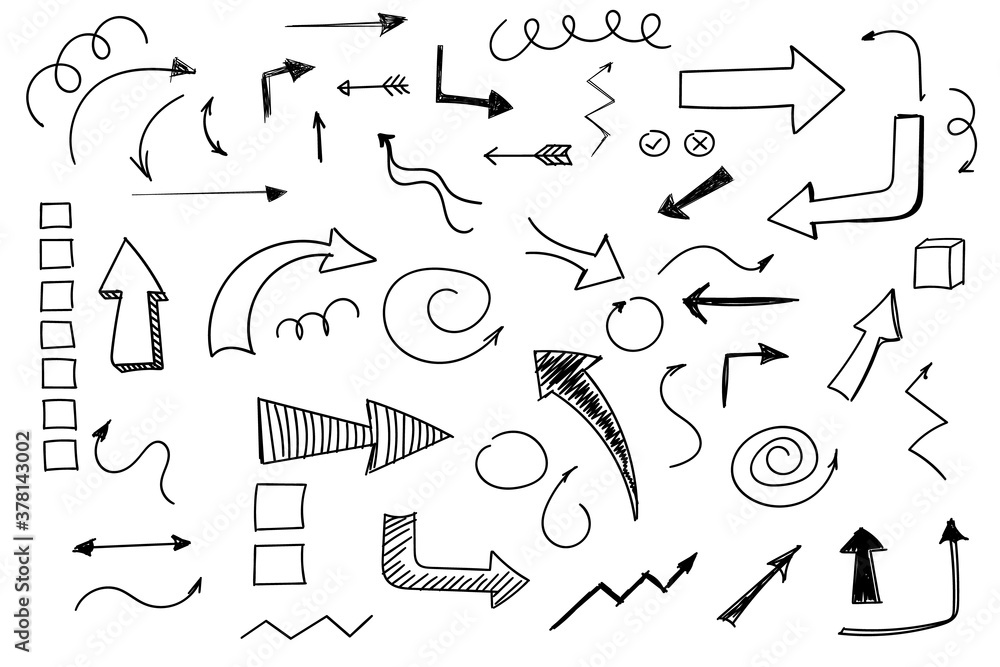 Poster doodle symbols. pointer icons. pointer graphic symbols.