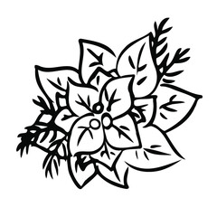 Poinsettia flower clipart. Isolated vector.