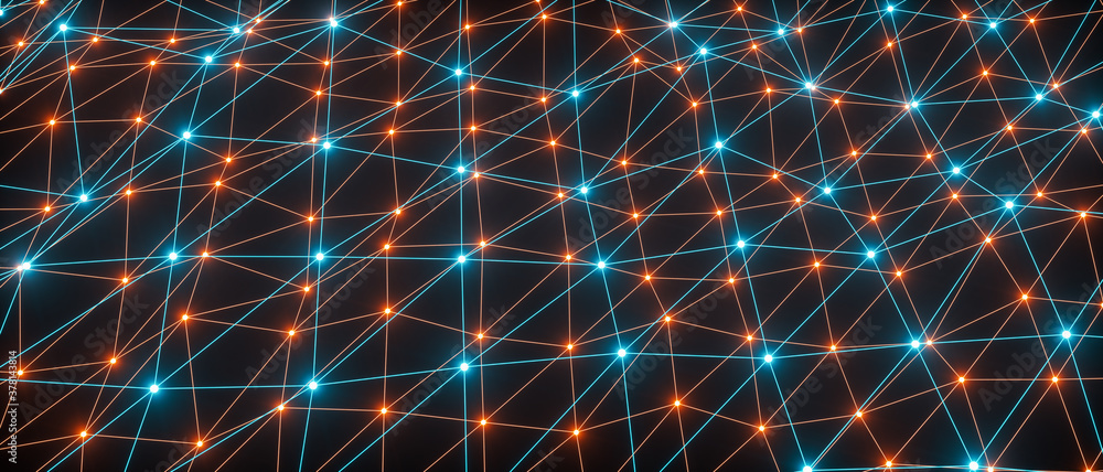 Wall mural abstract network concept line connection (3d rendering)