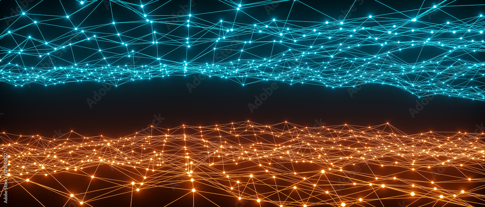 Wall mural abstract network concept line connection (3d rendering)
