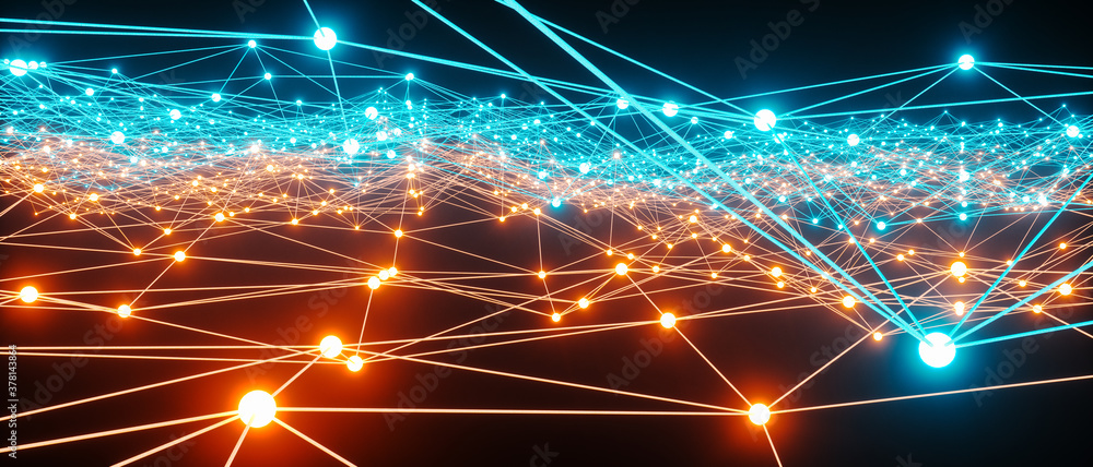 Wall mural abstract network concept line connection (3d rendering)